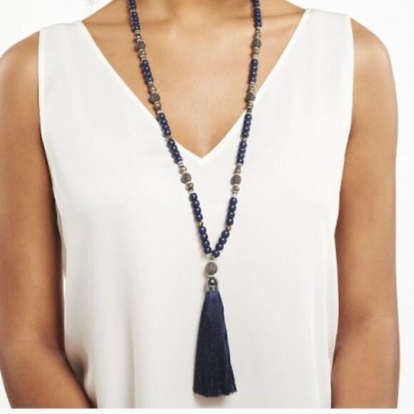 Stella & Dot Trove Tassel Navy Blue Necklace - Picture 7 of 7